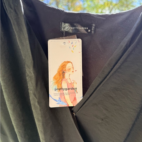 Elegant Black Puff Sleeve Mini Dress - Picture 2 of 6